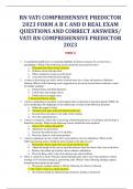 RN VATI COMPREHENSIVE PREDICTOR  2023 FORM A B C AND D REAL EXAM  QUESTIONS AND CORRECT ANSWERS/  VATI RN COMPREHENSIVE PREDICTOR  2023