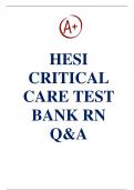 [Solved] HESI Critical Care TEST BANK RN Q& A, 100% Verified