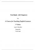 Test Bank for A Course for Teaching English Learners 3rd Edition By Lynne Diaz-Rico (All Chapters, 100% Original Verified, A+ Grade)