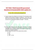 ATI TEAS 7 Math Exam 100 Guaranteed Questions With Answers 2023-2024 Update A+