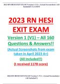 2023 RN HESI EXIT EXAM Version 1 (V1) – All 160 Questions & Answers!! (Actual Screenshots from exam taken in April 2023 A+) (All Included!!) (I received 1178 score) 2022 RN HESI EXIT EXAM Version 1 (V1)- (Actual Screenshots) (All Included!!) 2022 RN HESI 