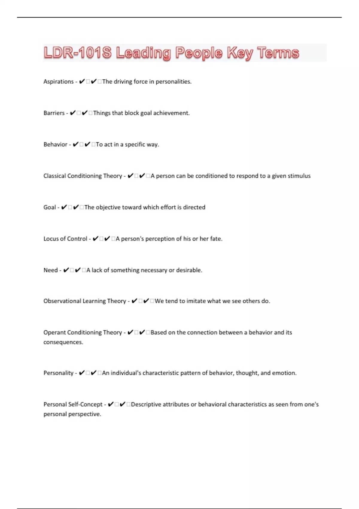Key Leading Form LDR-101S Leading People Key Terms 84 Questi0ns With Complete Solutions ...