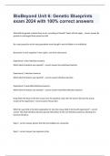 BioBeyond Unit 6&colon; Genetic Blueprints exam 2024 with 100&percnt; correct answers