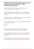 Certified Lactation Course Exam Questions and Verified Answers &lpar;Latest 2023 &ndash; 2024&rpar; Satisfaction Guaranteed