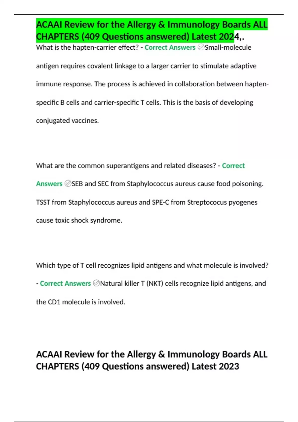 ACAAI Review for the Allergy & Immunology Boards ALL CHAPTERS (409