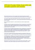 CPR BLS Provider Written Exam-2023 with complete questions and answers&period;