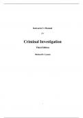 Criminal Investigation (Justice Series) 3rd Edition By Michael D. Lyman (Instructor Manual All Chapters, 100% Original Verified, A+ Grade)