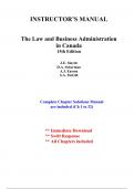 Solutions for The Law and Business Administration in Canada, 15th Edition Smyth (All Chapters included)
