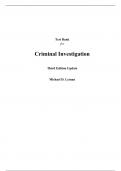 Test Bank for Criminal Investigation (Justice Series) 3rd Updated Edition By Michael Lyman (All Chapters, 100% Original Verified, A+ Grade)