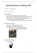 VOLLEDIGE hoorcollege aantekeningen Applied Research Methods BE