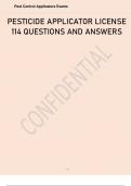 PESTICIDE APPLICATOR LICENSE 114 QUESTIONS AND ANSWERS