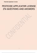 PESTICIDE APPLICATOR LICENSE 0276 QUESTIONS AND ANSWERS 2&period;