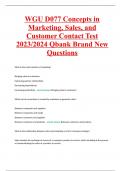 WGU D077 Concepts in Marketing, Sales, and Customer Contact Test 20232024