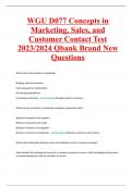 WGU D077 Concepts in Marketing&comma; Sales&comma; and Customer Contact Test 20232024