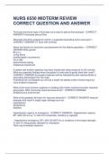 NURS 6550 MIDTERM REVIEW CORRECT QUESTION AND ANSWER
