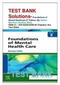 TEST BANK Solutions- Foundations of Mental Healthcare 8th Edition, By Valfare Morrison (October 2022), ISBN-13 ‏: ‎ 978-0323810296/All Chapters/ Ace Your Exam