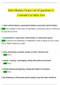 Sales Mastery Exam (Part 3) Colorado Car Sales Test Latest Questions and Answers (2024 / 2025) (Verified by Expert)