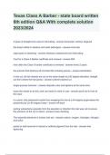 Texas Class A Barber - state board written 6th edition Q&A With complete solution 2023&sol;2024