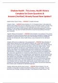 Shadow Health - Tina Jones, Health History  Complete Set Exam Questions & Answers|Verified| Already Passed New Update!!