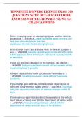 TENNESSEE DRIVERS LICENSE EXAM 300  QUESTIONS WITH DETAILED VERIFIED  ANSWERS WITH RATIONALE &sol;NEW&excl;&excl; &sol;A&plus;  GRADE ASSURED