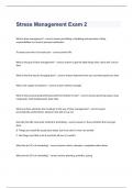 Stress Management Exam 2 questions and verified correct  answers 2024