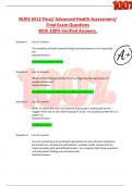 NURS 6512 Final&sol; Advanced Health Assessment&sol; Final Exam Questions  With 100&percnt; Verified Answers&period;