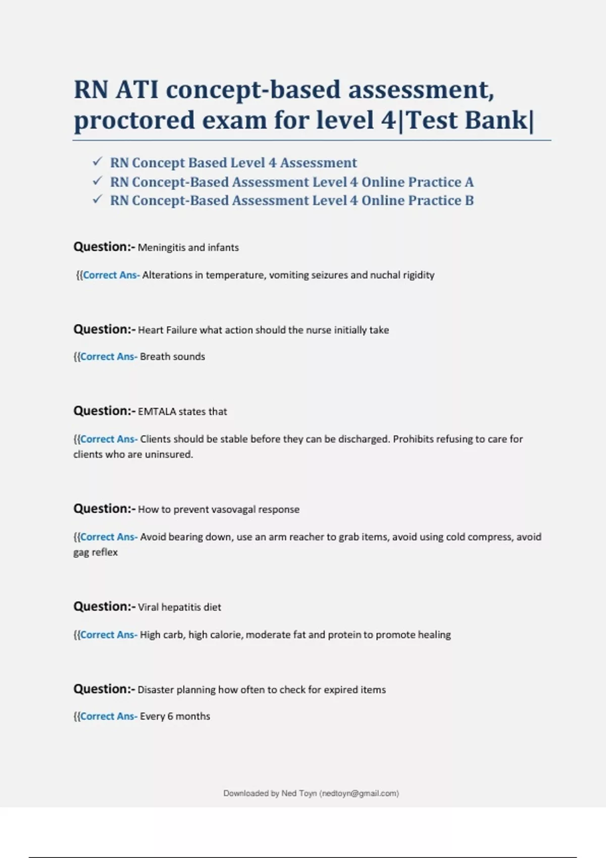 RN ATI concept-based assessment, proctored exam for level 4|Test Bank ...