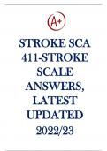 STROKE SCA 411-STROKE SCALE ANSWERS, LATEST UPDATED 2022/23
