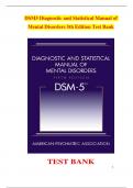 DSM5 Diagnostic and Statistical Manual of Mental Disorders 5th Edition Test Bank