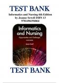 Test Bank for Informatics and Nursing 6th Edition by Jeanne Sewell ISBN 9781496394064 Chapter 1-25&vert; Complete Guide A&plus;