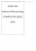 NURS 504 ADVANCED PHARMACOLOGY COMPLETED QUIZ 2024