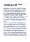Texas All Lines Adjuster Laws & Regulation Review Quiz 