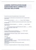 LASERS CERTIFICATION EXAM QUESTIONS WITH CORRECTLY SOLVED SOLUTIONS.