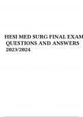HESI MED SURG FINAL EXAM QUESTIONS AND ANSWERS 2023/2024