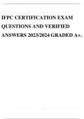 IFPC CERTIFICATION EXAM QUESTIONS AND VERIFIED ANSWERS 2023/2024 GRADED A+.