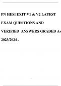 PN HESI EXIT V1 & V2 LATEST EXAM QUESTIONS AND VERIFIED ANSWERS GRADED A+ 2023/2024 .