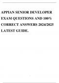 APPIAN SENIOR DEVELOPER EXAM QUESTIONS AND 100&percnt; CORRECT ANSWERS 2024&sol;2025 LATEST GUIDE