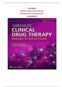 Test Bank For Abrams’ Clinical Drug Therapy  Rationales for Nursing Practice  12th Edition By Geralyn Frandsen, Sandra Smith Pennington |All Chapters,  Year-2023/2024|