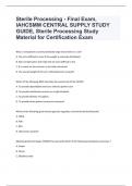 Sterile Processing  Exam BUNDLE Questions and Answers
