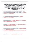 2024 AANP FNP CERTIFICATION EXAM 400+ QUESTIONS AND CORRECT ANSWERS (ALREADY GRADED A+) | LATEST EDITION | PROFESSOR VERIFIED
