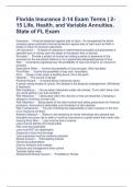 Florida Insurance 2-14 Exam Terms &vert; 2-15 Life&comma; Health&comma; and Variable Annuities&period; State of FL Exam 