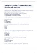 Sterile Processing Class Final Correct Questions & Answers