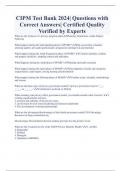 CIPM Test 2024&vert; Questions with  Correct Answers&vert; Certified Quality  Verified by Experts 