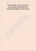 FIRE FIGHTER 1 STATE EXAM 250 REAL EXAM QUESTIONS AND ANSWERS
