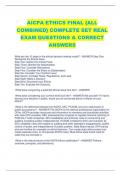 AICPA ETHICS FINAL {ALL  COMBINED} COMPLETE SET REAL  EXAM QUESTIONS & CORRECT  ANSWERS
