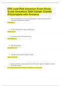 EPA Lead Risk Assessor Exam Study Guide Questions 2024 Update Graded A+|Complete with Answers
