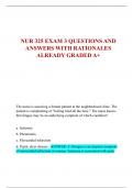 NUR 325 EXAM 3 QUESTIONS AND  ANSWERS WITH RATIONALES  ALREADY GRADED A+