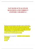 SAT MATH ACTUAL EXAM  QUESTIONS AND CORRECT  ANSWERS //GRADED A+