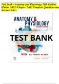 TEST BANK For Anatomy and Physiology, 11th Edition (Patton, 2023),| Verified Chapter's 1 - 48 | (Complete With a latest update 2024)
