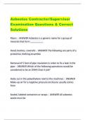 Asbestos Contractor&sol;Supervisor  Examination Questions & Correct  Solutions